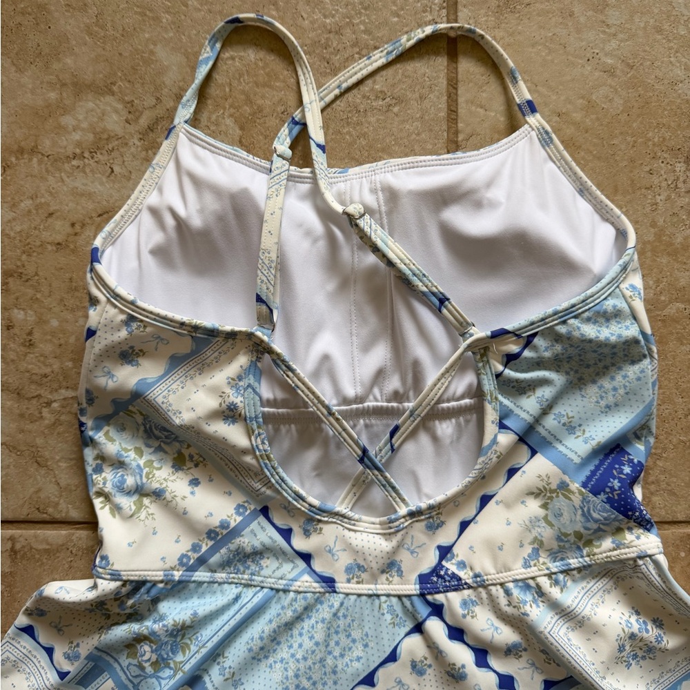 Blue And White Patchwork Dress - image 4